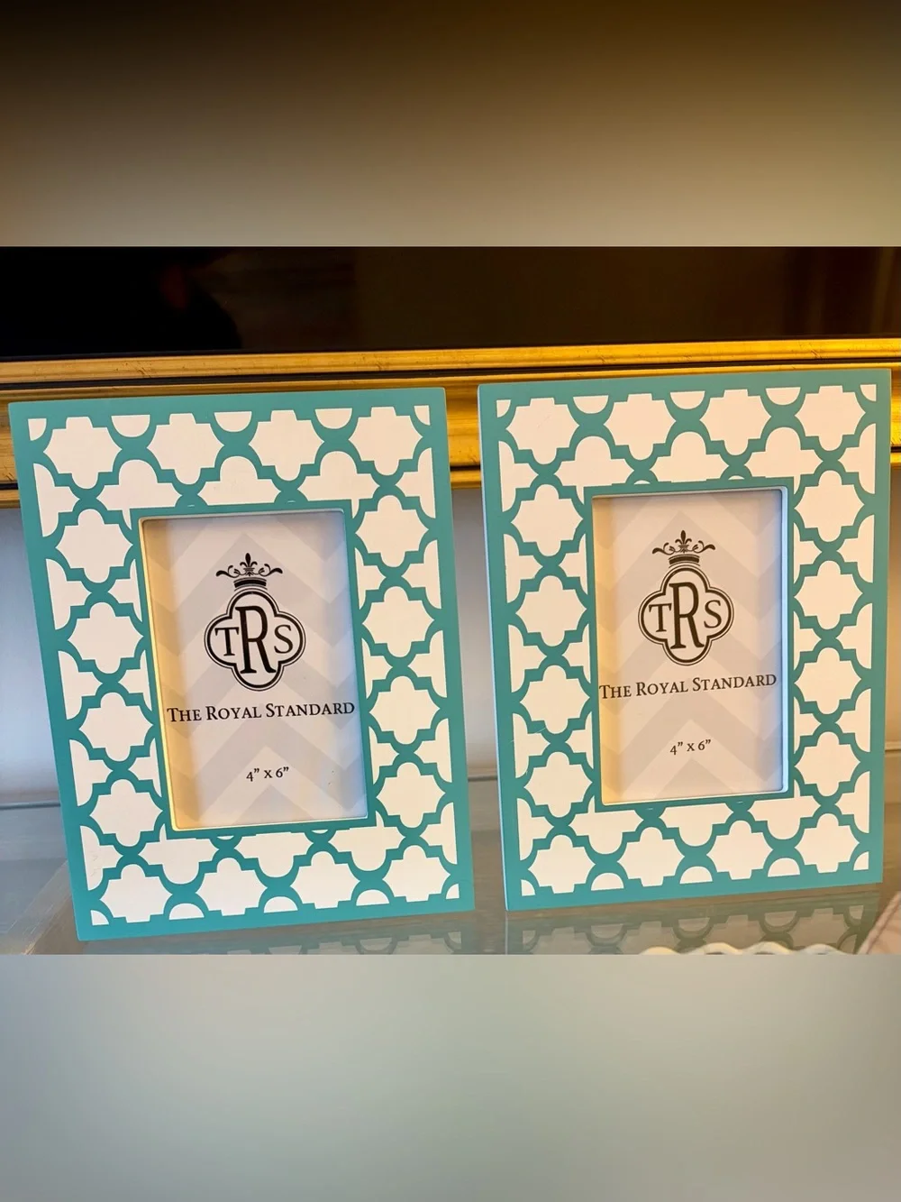 The Royal Standard Turquoise & White Geometric 2 4x6 Picture Frames Set